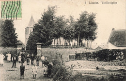 CPA - Belgique - Lincent - Vieille Eglise - Animé - Clocher - OblitéréBruxelles 1912 - Enfant - Lincent