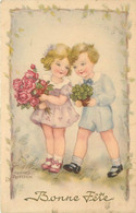 PETERSEN HANNES (illustrateur) - Couple D'enfants Aux Fleurs, Bonne Fête. - Petersen, Hannes