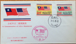 TAIWAN-USA JOINT COVER 1976, ILLUSTRATED, FLAG OF  2 COUNTRY, USA BICENTENNIAL PICTURE CANCEL,TAIPEI CITY CANCEL - Briefe U. Dokumente