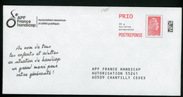 FRANCE - POSTREPONSE MARIANNE DE D'YZ PRIO DE "APF FRANCE HANDICAP" -  N° 350878 & INTÉRIEUR: NF316/12 ** - PAP : Risposta