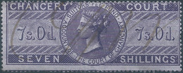 Great Britain-ENGLAND,Queen Victoria,1855 /1870 Revenue Stamp Tax Fiscal CHANCERY COURT,7s.0d. Seven Shillings,Used - Fiscale Zegels