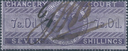 Great Britain-ENGLAND,Queen Victoria,1855 /1870 Revenue Stamp Tax Fiscal CHANCERY COURT,7s.0d. Seven Shillings,Used - Fiscaux