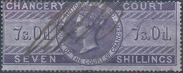 Great Britain-ENGLAND,Queen Victoria,1855 /1870 Revenue Stamp Tax Fiscal CHANCERY COURT,7s.0d. Seven Shillings,Used - Fiscaux