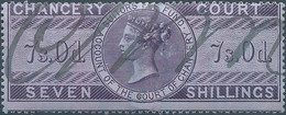 Great Britain-ENGLAND,Queen Victoria,1855 /1870 Revenue Stamp Tax Fiscal CHANCERY COURT,7s.0d. Seven Shillings,Used - Fiscale Zegels