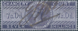 Great Britain-ENGLAND,Queen Victoria,1855 /1870 Revenue Stamp Tax Fiscal CHANCERY COURT,7s.0d. Seven Shillings,Used - Fiscale Zegels