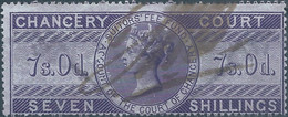 Great Britain-ENGLAND,Queen Victoria,1855 /1870 Revenue Stamp Tax Fiscal CHANCERY COURT,7s.0d. Seven Shillings,Used - Fiscale Zegels