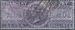 Great Britain-ENGLAND,Queen Victoria,1855 /1870 Revenue Stamp Tax Fiscal CHANCERY COURT,7s.0d. Seven Shillings,Used - Fiscales