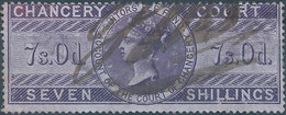 Great Britain-ENGLAND,Queen Victoria,1855 /1870 Revenue Stamp Tax Fiscal CHANCERY COURT,7s.0d. Seven Shillings,Used - Fiscales