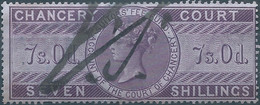 Great Britain-ENGLAND,Queen Victoria,1855 /1870 Revenue Stamp Tax Fiscal CHANCERY COURT,7s.0d. Seven Shillings,Used - Fiscaux