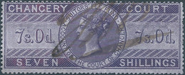 Great Britain-ENGLAND,Queen Victoria,1855 /1870 Revenue Stamp Tax Fiscal CHANCERY COURT,7s.0d. Seven Shillings,Used - Fiscaux