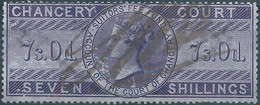Great Britain-ENGLAND,Queen Victoria,1855 /1870 Revenue Stamp Tax Fiscal CHANCERY COURT,7s.0d. Seven Shillings,Used - Fiscali