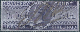 Great Britain-ENGLAND,Queen Victoria,1855 /1870 Revenue Stamp Tax Fiscal CHANCERY COURT,7s.0d. Seven Shillings,Used - Fiscaux