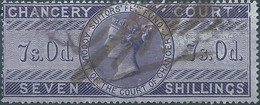 Great Britain-ENGLAND,Queen Victoria,1855 /1870 Revenue Stamp Tax Fiscal CHANCERY COURT,7s.0d. Seven Shillings,Used - Revenue Stamps