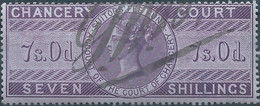 Great Britain-ENGLAND,Queen Victoria,1855 /1870 Revenue Stamp Tax Fiscal CHANCERY COURT,7s.0d. Seven Shillings,Used - Revenue Stamps