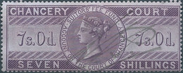 Great Britain-ENGLAND,Queen Victoria,1855 /1870 Revenue Stamp Tax Fiscal CHANCERY COURT,7s.0d. Seven Shillings,Used - Fiscali