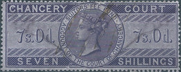 Great Britain-ENGLAND,Queen Victoria,1855 /1870 Revenue Stamp Tax Fiscal CHANCERY COURT,7s.0d. Seven Shillings,Used - Fiscali