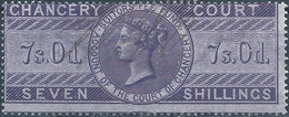 Great Britain-ENGLAND,Queen Victoria,1855 /1870 Revenue Stamp Tax Fiscal CHANCERY COURT,7s.0d. Seven Shillings,Used - Fiscaux