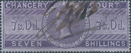 Great Britain-ENGLAND,Queen Victoria,1855 /1870 Revenue Stamp Tax Fiscal CHANCERY COURT,7s.0d. Seven Shillings,Used - Fiscali