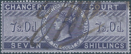 Great Britain-ENGLAND,Queen Victoria,1855 /1870 Revenue Stamp Tax Fiscal CHANCERY COURT,7s.0d. Seven Shillings,Used - Fiscales