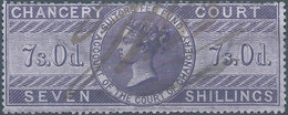 Great Britain-ENGLAND,Queen Victoria,1855 /1870 Revenue Stamp Tax Fiscal CHANCERY COURT,7s.0d. Seven Shillings,Used - Fiscaux