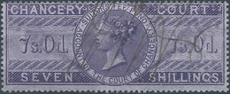 Great Britain-ENGLAND,Queen Victoria,1855 /1870 Revenue Stamp Tax Fiscal CHANCERY COURT,7s.0d. Seven Shillings,Used - Revenue Stamps