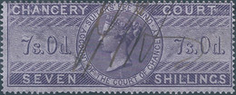 Great Britain-ENGLAND,Queen Victoria,1855 /1870 Revenue Stamp Tax Fiscal CHANCERY COURT,7s.0d. Seven Shillings,Used - Fiscales