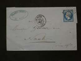 BM14 FRANCE  LETTRE 1862 LE MANS  A NANTES   +NAPOLEON N° 14  ++ +AFFRANCH. INTERESSANT ++ - 1853-1860 Napoleone III