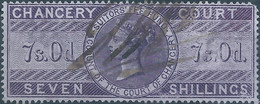 Great Britain-ENGLAND,Queen Victoria,1855 /1870 Revenue Stamp Tax Fiscal CHANCERY COURT,7s.0d. Seven Shillings,Used - Fiscale Zegels