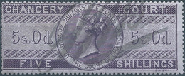 Great Britain-ENGLAND,Queen Victoria,1855 /1870 Revenue Stamp Tax Fiscal CHANCERY COURT,5s.0d. FIVE Shillings,Used - Fiscale Zegels