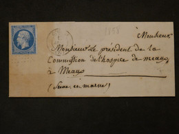 BM14 FRANCE  LETTRE  1858 CONDé A MEAUX    +NAPOLEON N° 14 ++ +AFFRANCH. PLAISANT ++ - 1853-1860 Napoleone III