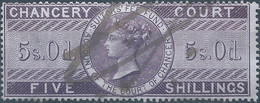 Great Britain-ENGLAND,Queen Victoria,1855 /1870 Revenue Stamp Tax Fiscal CHANCERY COURT,7s.0d. Seven Shillings,Used - Steuermarken