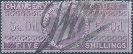 Great Britain-ENGLAND,Queen Victoria,1855 /1870 Revenue Stamp Tax Fiscal CHANCERY COURT,5s.0d. FIVE Shillings,Used - Steuermarken