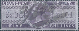 Great Britain-ENGLAND,Queen Victoria,1855 /1870 Revenue Stamp Tax Fiscal CHANCERY COURT,5s.0d. FIVE Shillings,Used - Fiscales