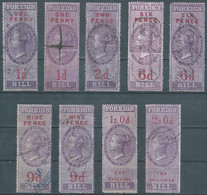 Great Britain-ENGLAND,Queen Victoria,Revenue Stamps Tax Fiscal FOREIGN BILL,Mix Used - Revenue Stamps