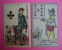 2 Cartes à Jouer Anciennes Illustrées Le Garde-Champêtre Sans éditeur Dos Scanné - Altri & Non Classificati