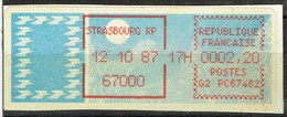 DIST 3 - FRANCE Vignette D'affranchissement Strasbourg 1987 - 1985 Papel « Carrier »