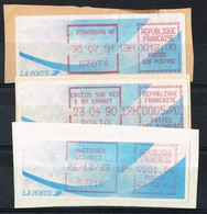 DIST 6 - FRANCE 3 Vignettes D'affranchissement Maizières 1989 - Cayeux 1990 - Strasbourg 1991 - 1985 « Carrier » Paper