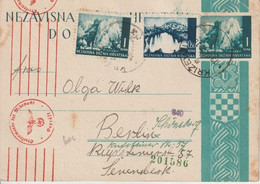 CROATIE - 1942 - CP ENTIER Avec CENSURE ALLEMANDE De KRIZEVCI => BERLIN - Croacia