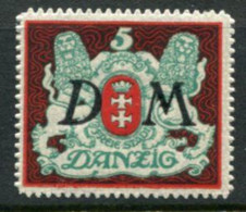 DANZIG 1922 Official Overprint On Large Arms.5 Mk. Sideways Watermark MNH / **.  Michel Dienst 21Y - Officials