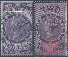 Great Britain-ENGLAND,Queen Victoria,1871 Revenue Stamps Tax Fiscal COMMON LAW COURTS,1 & 2 Shillings,Used - Revenue Stamps