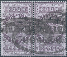 Great Britain-ENGLAND,Queen Victoria,Revenue Stamp Tax Fiscal JUDICATURE FEES,4 Pence In Pairs,Obliterated - Fiscaux