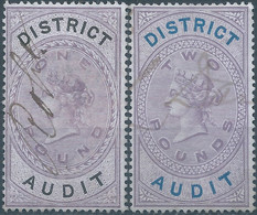 Great Britain-ENGLAND,Queen Victoria,1880-1900 Revenue Stamp Tax Fisca DISTRICT AUDIT,1&2 Pounds,Uset - Steuermarken