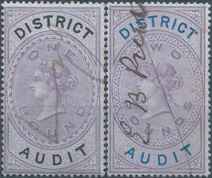 Great Britain-ENGLAND,Queen Victoria,1880-1900 Revenue Stamp Tax Fisca DISTRICT AUDIT,1&2 Pounds,Uset - Fiscales