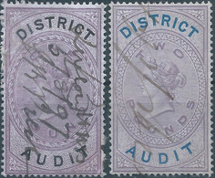 Great Britain-ENGLAND,Queen Victoria,1880-1900 Revenue Stamp Tax Fisca DISTRICT AUDIT,1&2 Pounds,Uset - Fiscaux