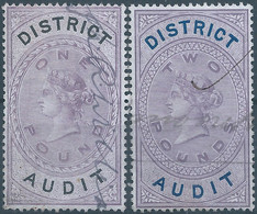 Great Britain-ENGLAND,Queen Victoria,1880-1900 Revenue Stamp Tax Fisca DISTRICT AUDIT,1&2 Pounds,Uset - Fiscale Zegels