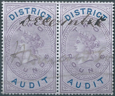 Great Britain-ENGLAND,Queen Victoria,1880-1900 Revenue Stamp Tax Fisca DISTRICT AUDIT,2 Pounds In Pairs,Uset - Fiscaux