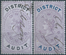 Great Britain-ENGLAND,Queen Victoria,1880-1900 Revenue Stamp Tax Fisca DISTRICT AUDIT,1&2 Pounds,Used - Fiscali