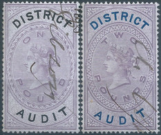 Great Britain-ENGLAND,Queen Victoria,1880-1900 Revenue Stamp Tax Fisca DISTRICT AUDIT,1&2 Pounds,Used - Revenue Stamps