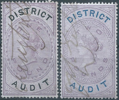 Great Britain-ENGLAND,Queen Victoria,1880-1900 Revenue Stamp Tax Fisca DISTRICT AUDIT,1&2 Pounds,Used - Steuermarken