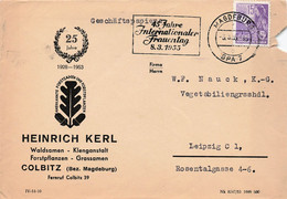 DDR Brief Firmenbrief Kerl Forstpflanzen Colbitz Magdeburg 1955 - Covers & Documents